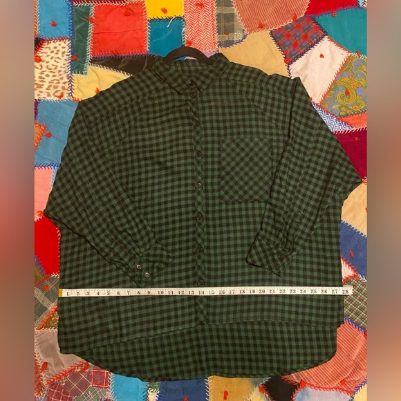 BDG oversized boyfriend flannel in black & green check - Picture 6 of 9